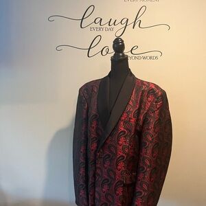 Elegant Red and Black Paisley Blazer